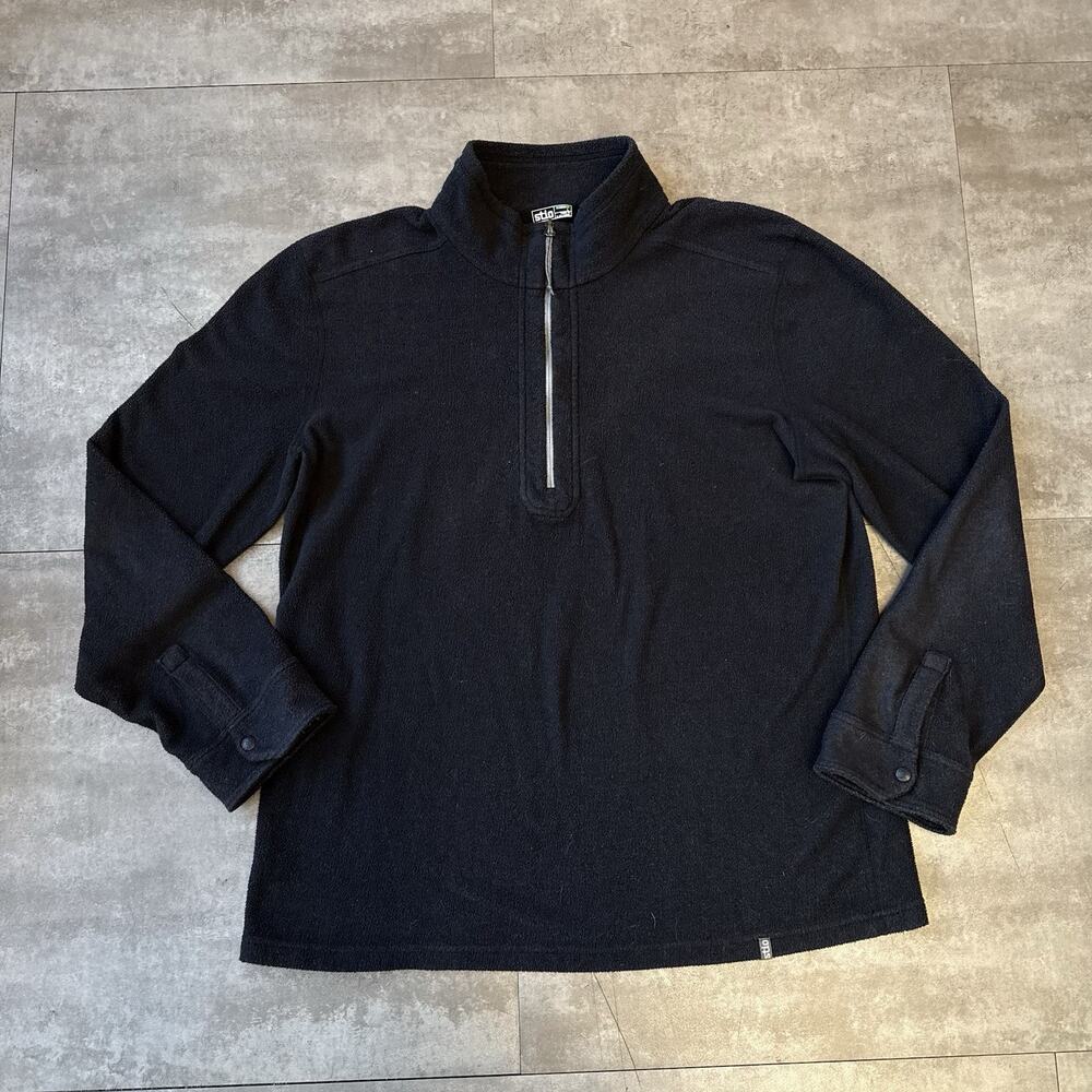 Stio Turpin Men's Large Fleece Half Zip Pullover Sweater Black Outdoor Hiking